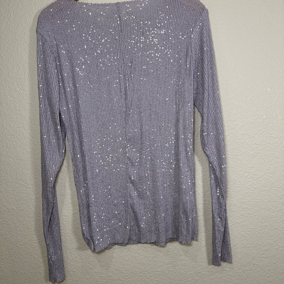 Free People Lavender Sequin Blouse Large - Picture 6 of 8